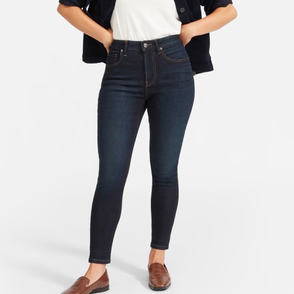 Everlane High Rise Skinny Jeans Dark Indigo Blue Size 29 Ankle Denim Pants